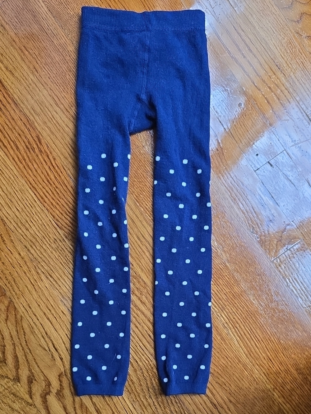 Toobydoo Navy and White Polka Dot Kids Leggings Size 3-4
